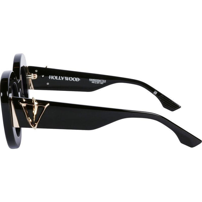 Hollywood, Gloss Black with Gold Metal/Black Polarised Lenses