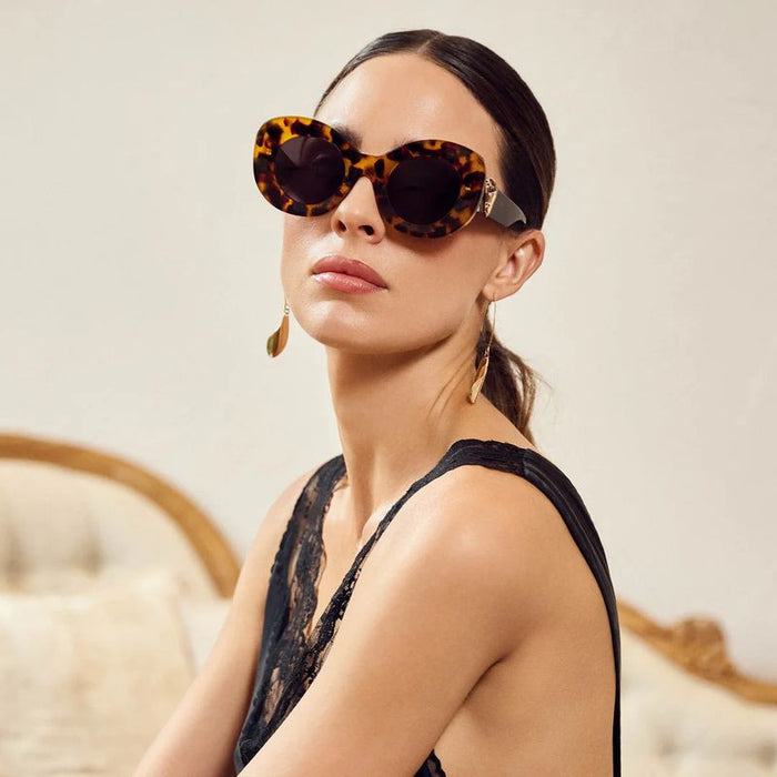 Hollywood, Honey Tort with Gold Metal/Black Lenses