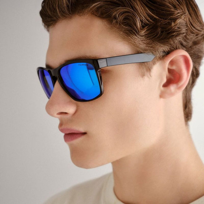 Holsworthy, Black and Matte Navy/Horizon Blue Mirror Polarised Lenses