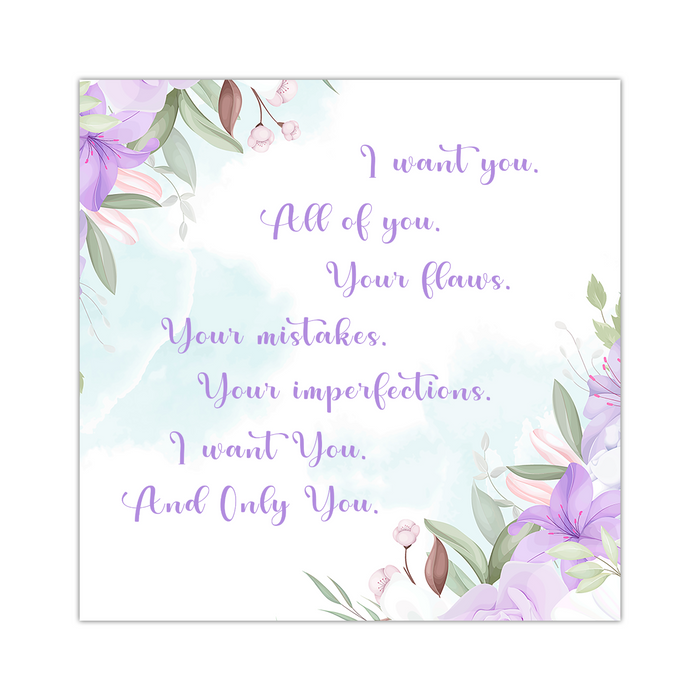 I Want You. All Of You - 16"x16" Square Canvas, Shipping Included
