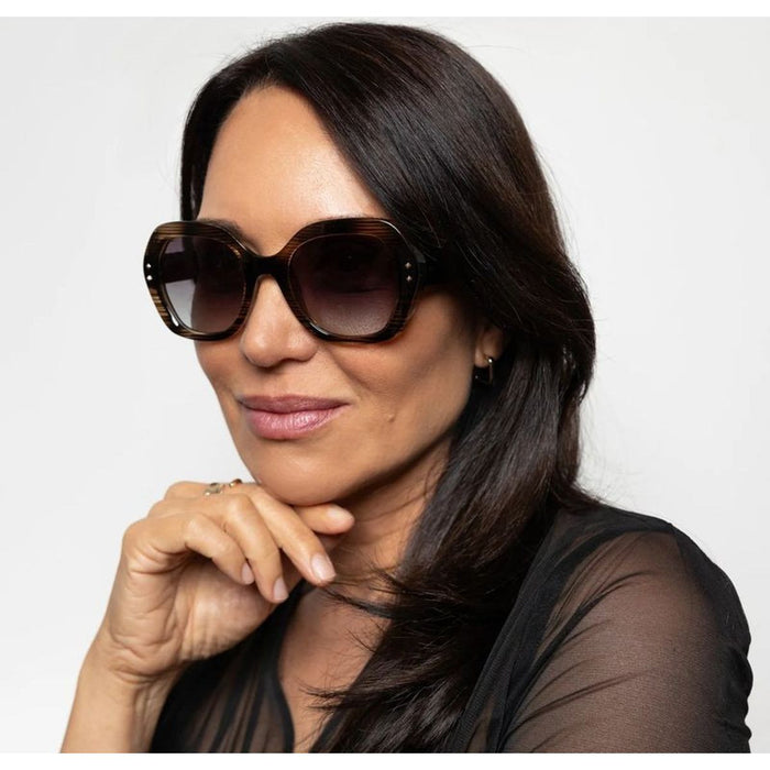 Kamilla, Grey Geo Stripe/Smoke Polarised Lenses