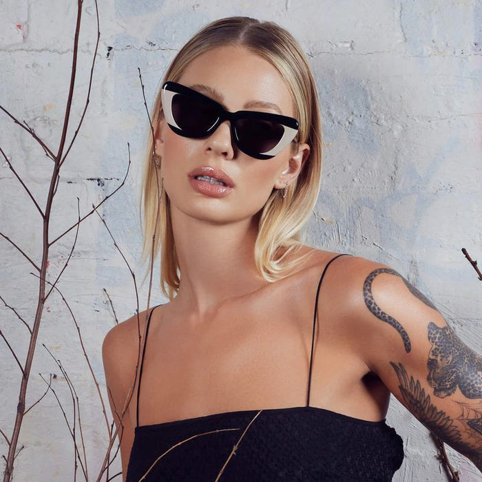 Lafayette, Gloss Black Light Tan Splice with Rose Gold Metal/Black Lenses