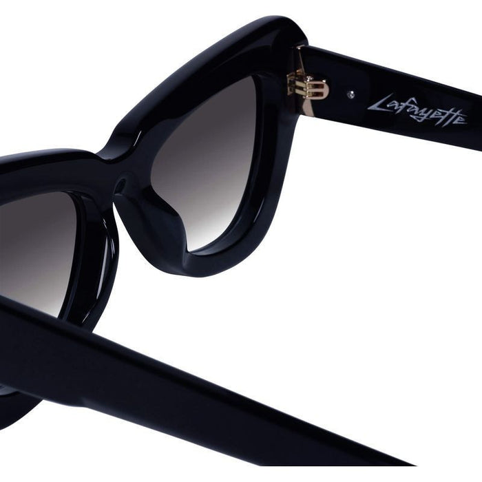Lafayette, Gloss Black with Gold Metal/Black Gradient Lenses