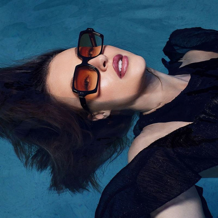 Liberty, Gloss Black with Gold Metal/Orange Gradient Lenses