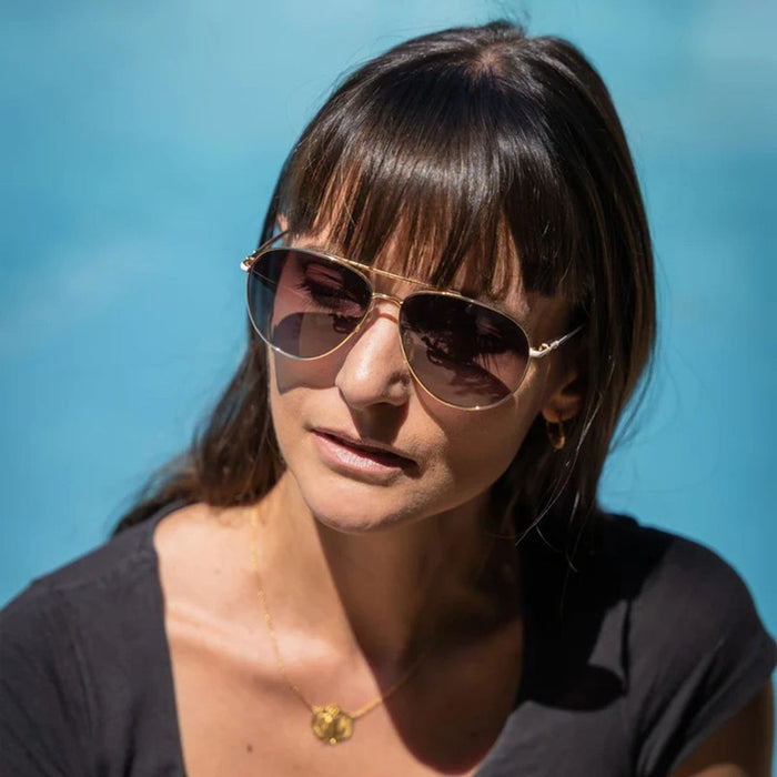 Mara, White and Gold/Brown Gradient Polarised Lenses