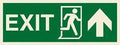 Marine Direction Sign: EXIT + Running man symbol + Arrow up on right