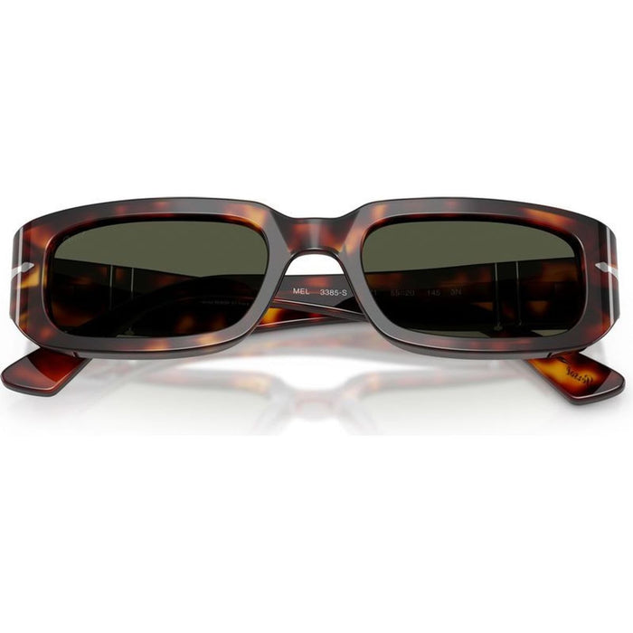 Mel PO3385S, Havana/Green Glass Lenses 53 Eye Size