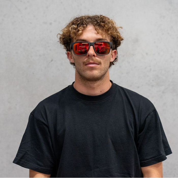 Meridien, Matte Black/Red Ionised Polarised Lenses