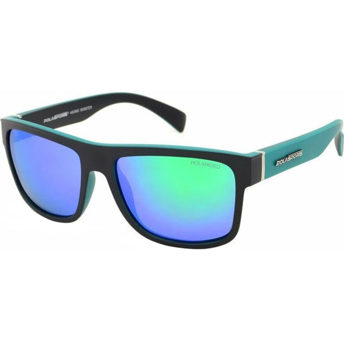 Mobster, Matte Black and Teal/Green Mirror Polarised Lenses