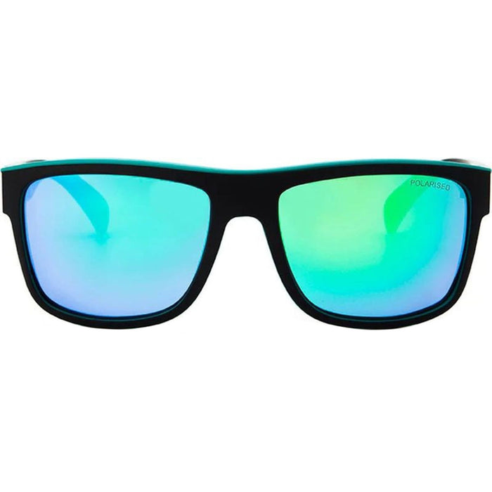 Mobster, Matte Black and Teal/Green Mirror Polarised Lenses