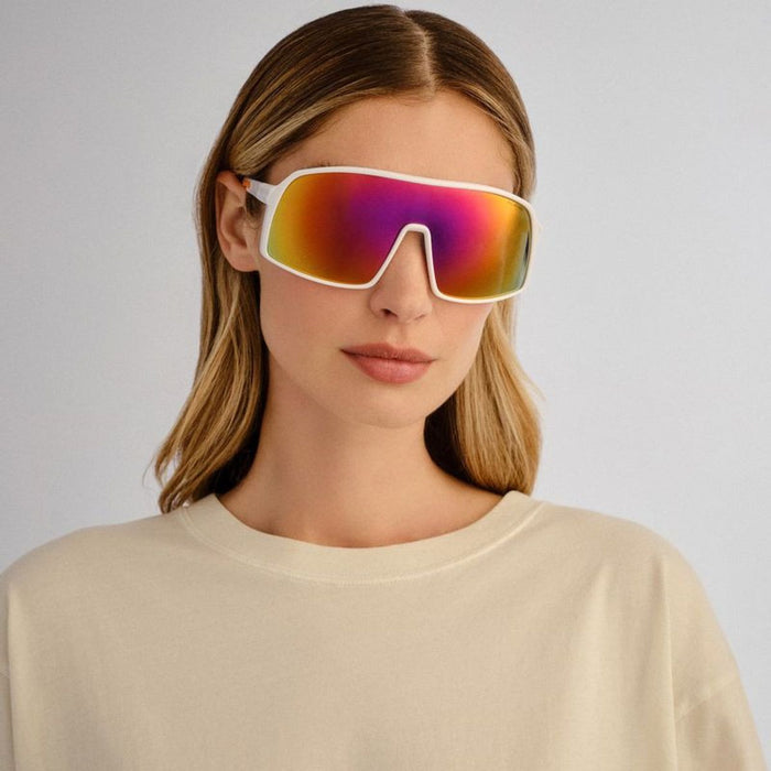 Outfield Shield, White/Red Mirror Polarised Lenses