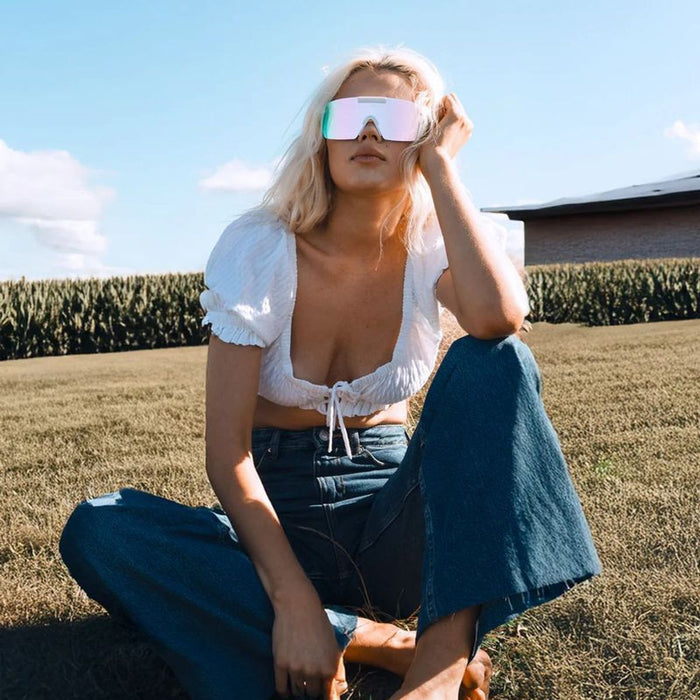 Paradigm, Matte White/Pink Mirror Polarised Lenses