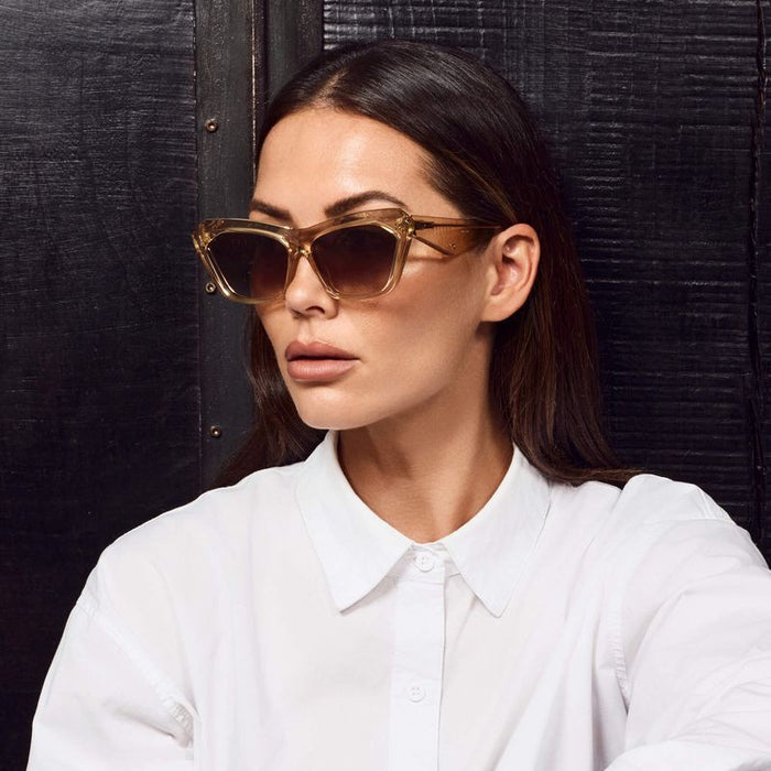 Piaf, Champagne with Gold Metal/Brown Gradient Lenses