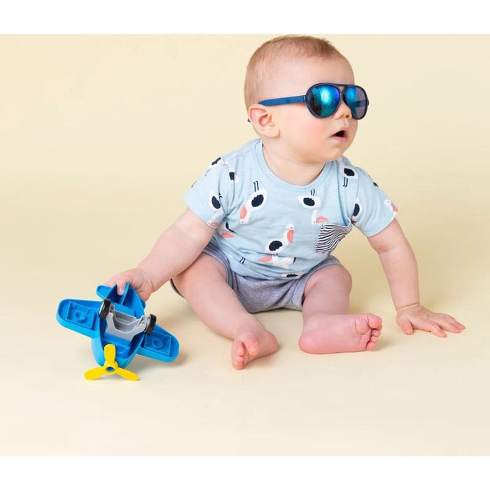 Pilot, Matte Blue/Blue Mirror Lenses