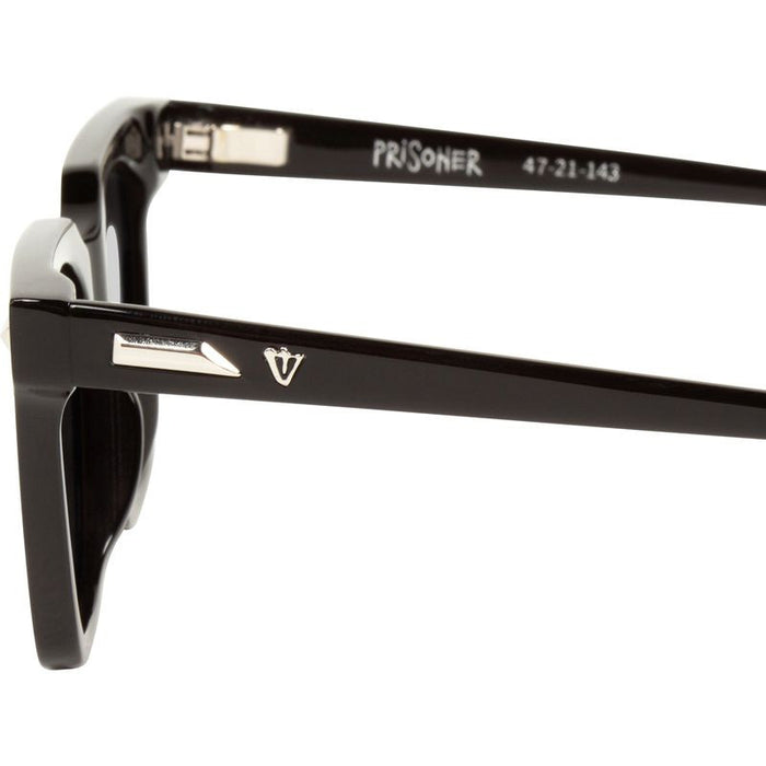 Prisoner, Gloss Black with Silver Metal Trim/Black Lenses