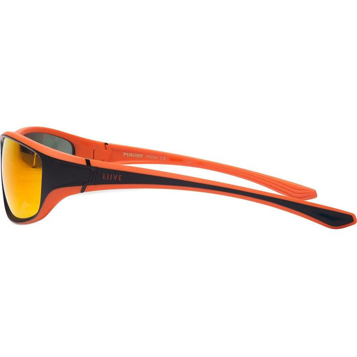 Pusher, Matte Black and Orange/Orange Mirror Lenses