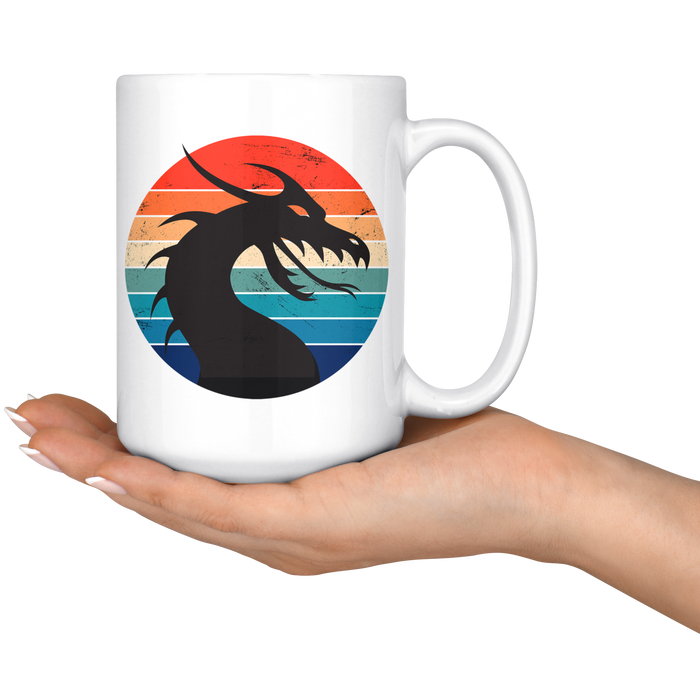 Retro Dragon Head Profile, 11oz & 15oz Mug Options, Free Shipping