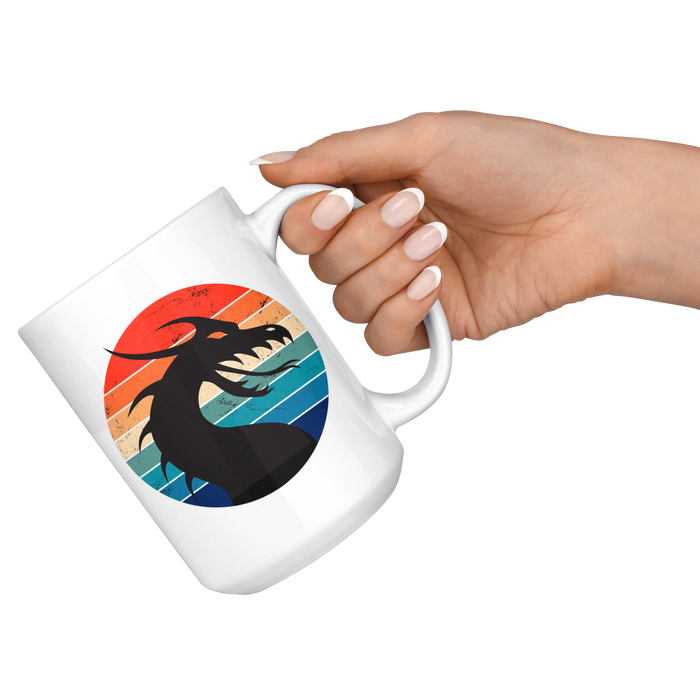Retro Dragon Head Profile, 11oz & 15oz Mug Options, Free Shipping