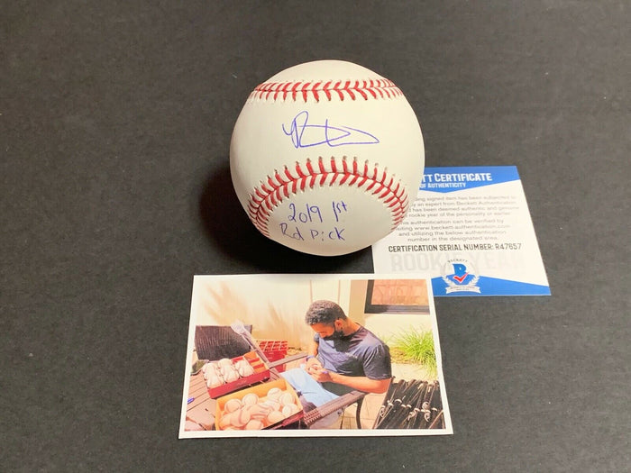Riley Greene Tigers Auto Signed Baseball Beckett ROOKIE COA 2019 1st Rd Pick