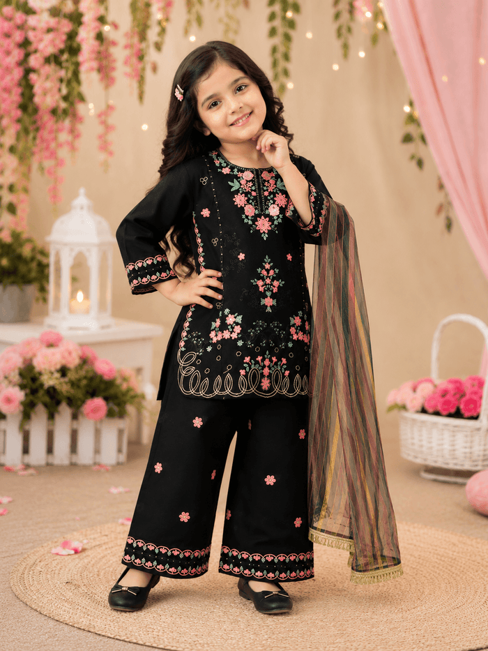 Rosy Black Embroidered Fancy Suit - Nishat Creative Store