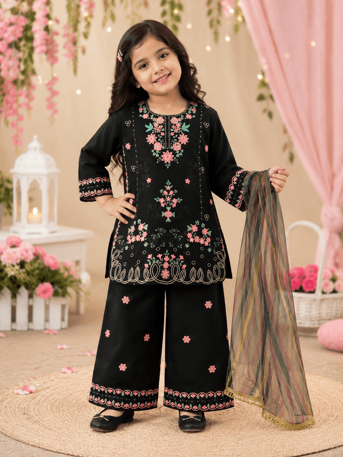 Rosy Black Embroidered Fancy Suit - Nishat Creative Store