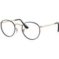 Round Metal RX3447V, Black on Rose Gold/Clear Lenses 50 Eye Size
