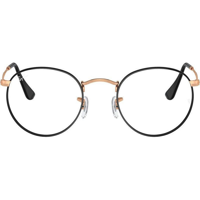 Round Metal RX3447V, Black on Rose Gold/Clear Lenses 50 Eye Size