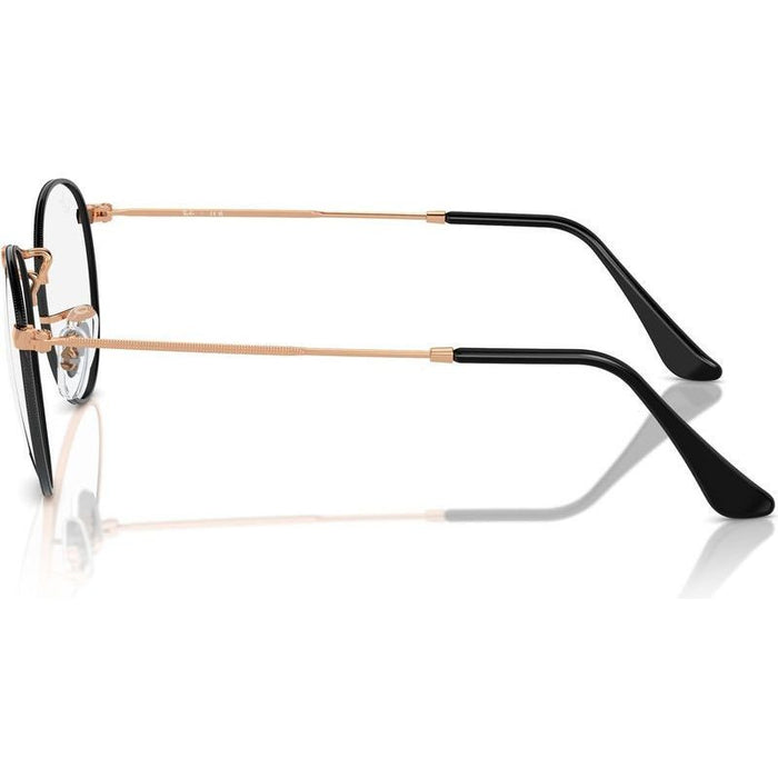 Round Metal RX3447V, Black on Rose Gold/Clear Lenses 50 Eye Size
