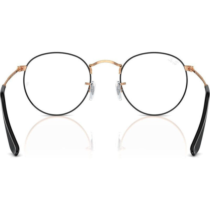 Round Metal RX3447V, Black on Rose Gold/Clear Lenses 50 Eye Size