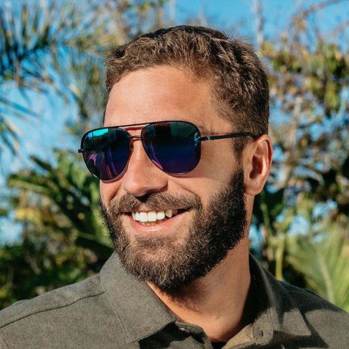 Shadow, Flying Pretty Matte Black/Blue Mirror Polarised Lenses