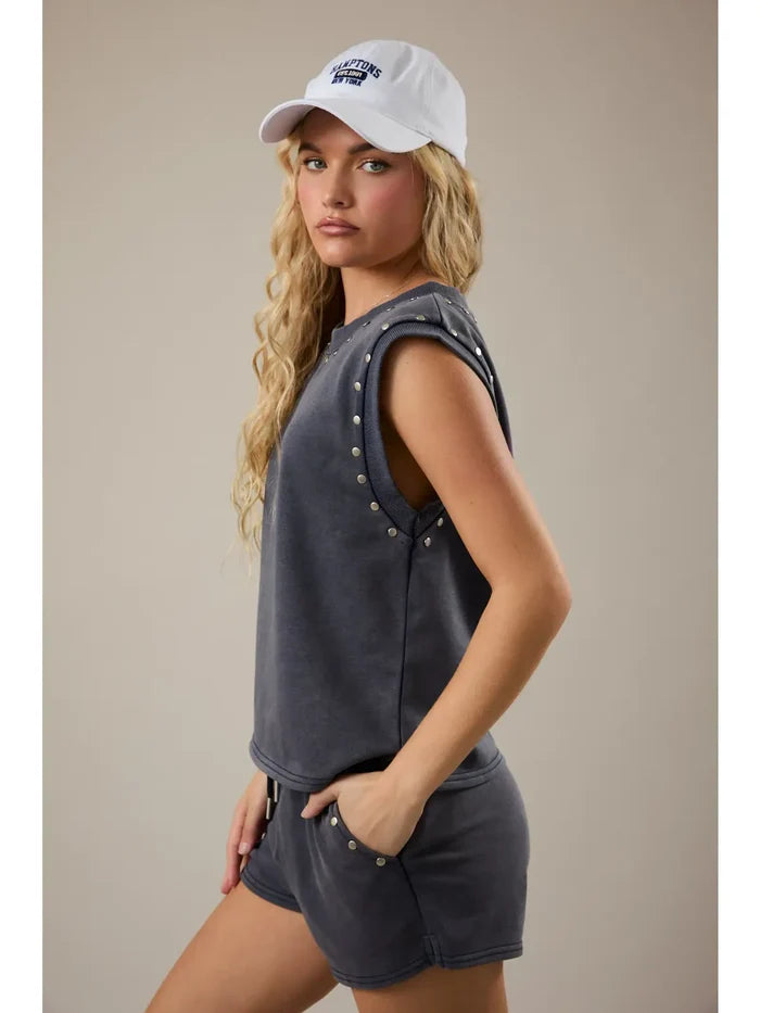 Sleeveless Top with Studs