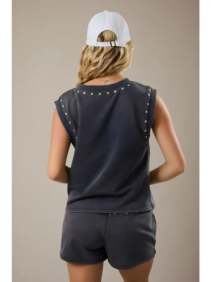 Sleeveless Top with Studs