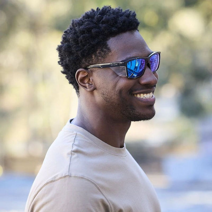 STKS 420, Gloss Black/Cobalt Flash Mirror Polarised Lenses