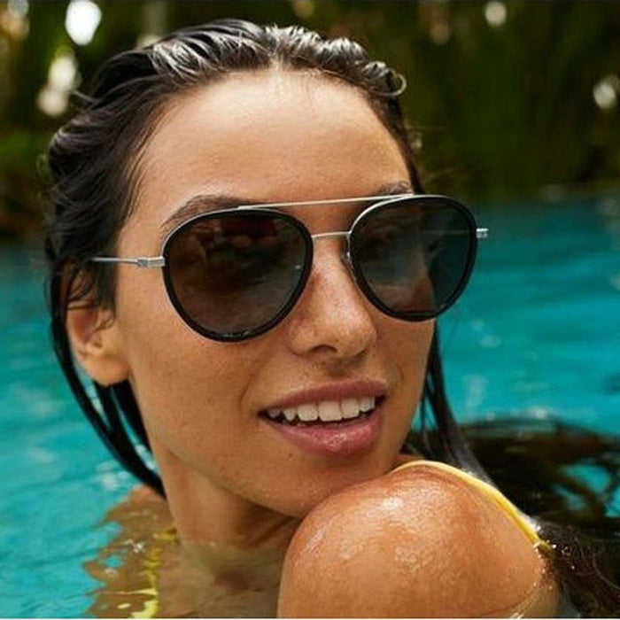 Templin, Matte Black and Brushed Silver/Grey Glass Lenses