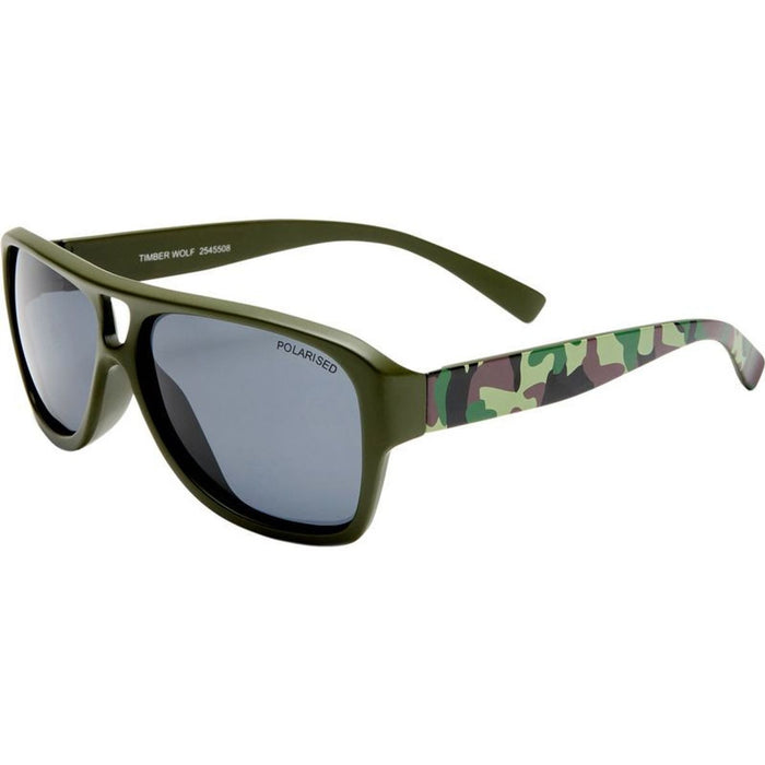Timber Wolf - Kids, Matte Khaki and Camo/Smoke Polarised Lenses