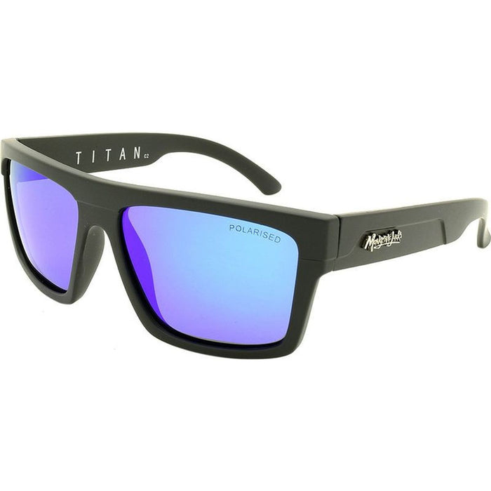 Titan, Matte Black/Blue Mirror Polarised Lenses