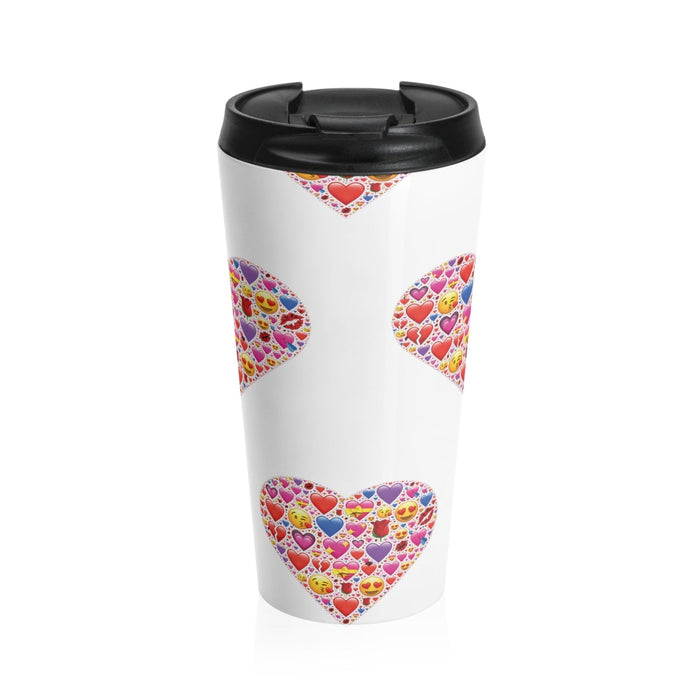 Travel Mug HEART EMOTICONS 15 oz Insulated Shipping Included