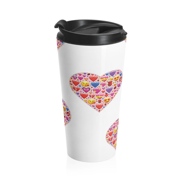 Travel Mug HEART EMOTICONS 15 oz Insulated Shipping Included