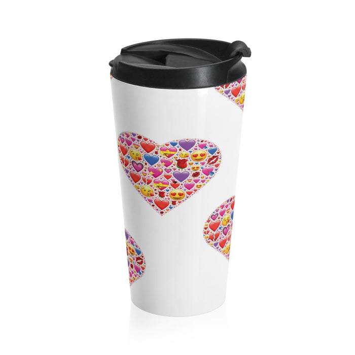Travel Mug HEART EMOTICONS 15 oz Insulated Shipping Included
