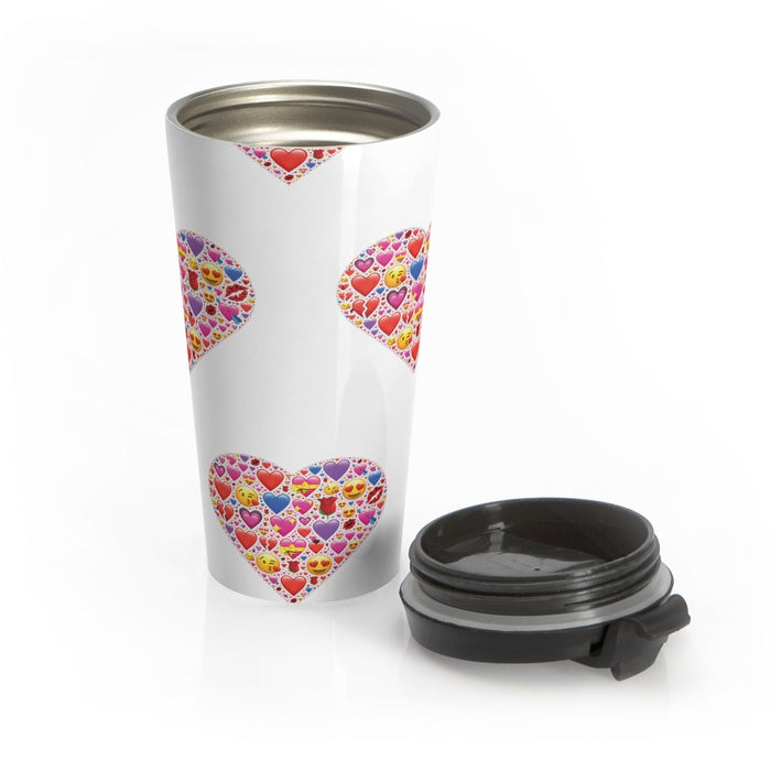 Travel Mug HEART EMOTICONS 15 oz Insulated Shipping Included