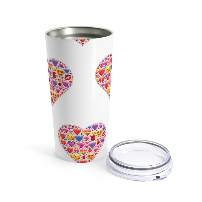 Tumbler HEART EMOTICON Hearts Pattern Insulated 20 oz Coffee Lover   Unisex Shipping Included