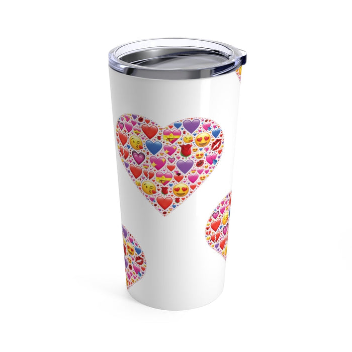 Tumbler HEART EMOTICON Hearts Pattern Insulated 20 oz Coffee Lover   Unisex Shipping Included