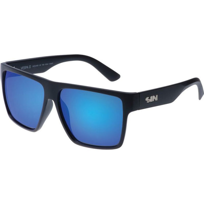 Vespa II, Matte Black/Blue Flash Mirror Polarised Lenses