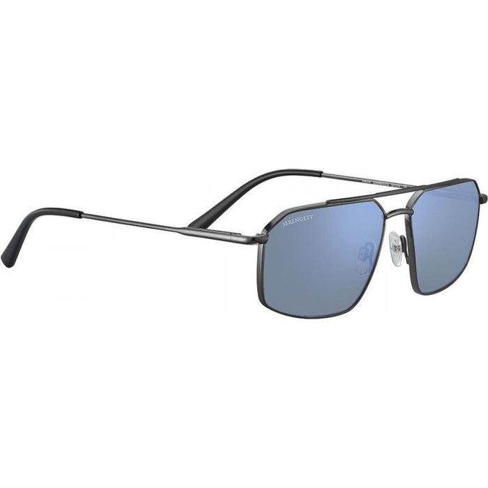 Wayne, Shiny Dark Gunmetal/555nm Blue Photochromic Polarised Glass Lenses
