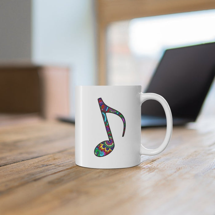 Zentangle Colorful Quarter Note Mug 11oz/15oz Singer Musician Gift Unisex Shipping Included